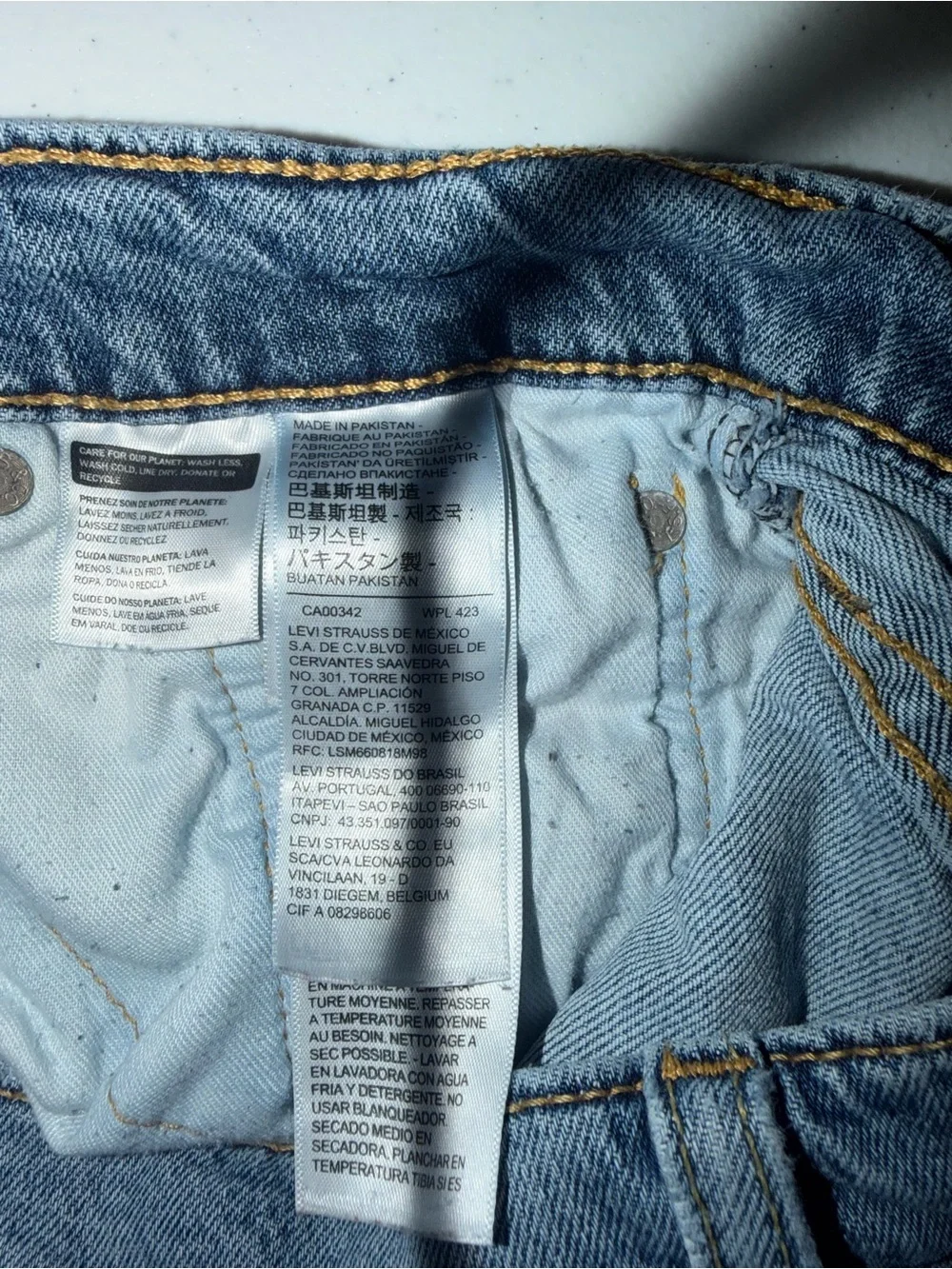 Levi's Light Blue Distressed Denim Shorts